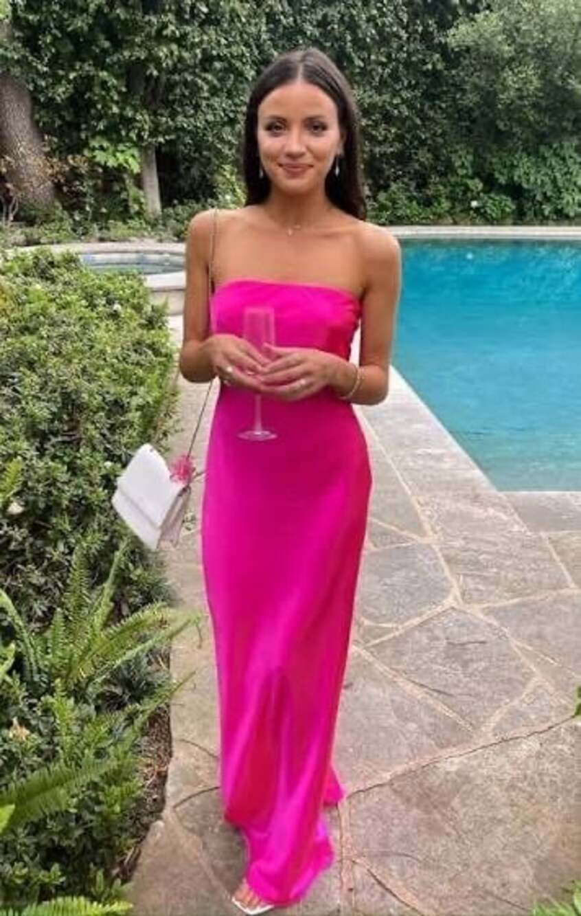 SHOW ME YOUR MUMU Taylor Tube Size L Pink Strapless Maxi Dress Wedding Barbie